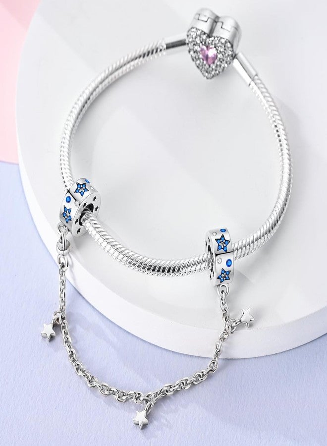 NARMO 925 Sterling Silver Charm Star Safety Chain for Bracelet Charm Bracelet Safety Chain - Image 2